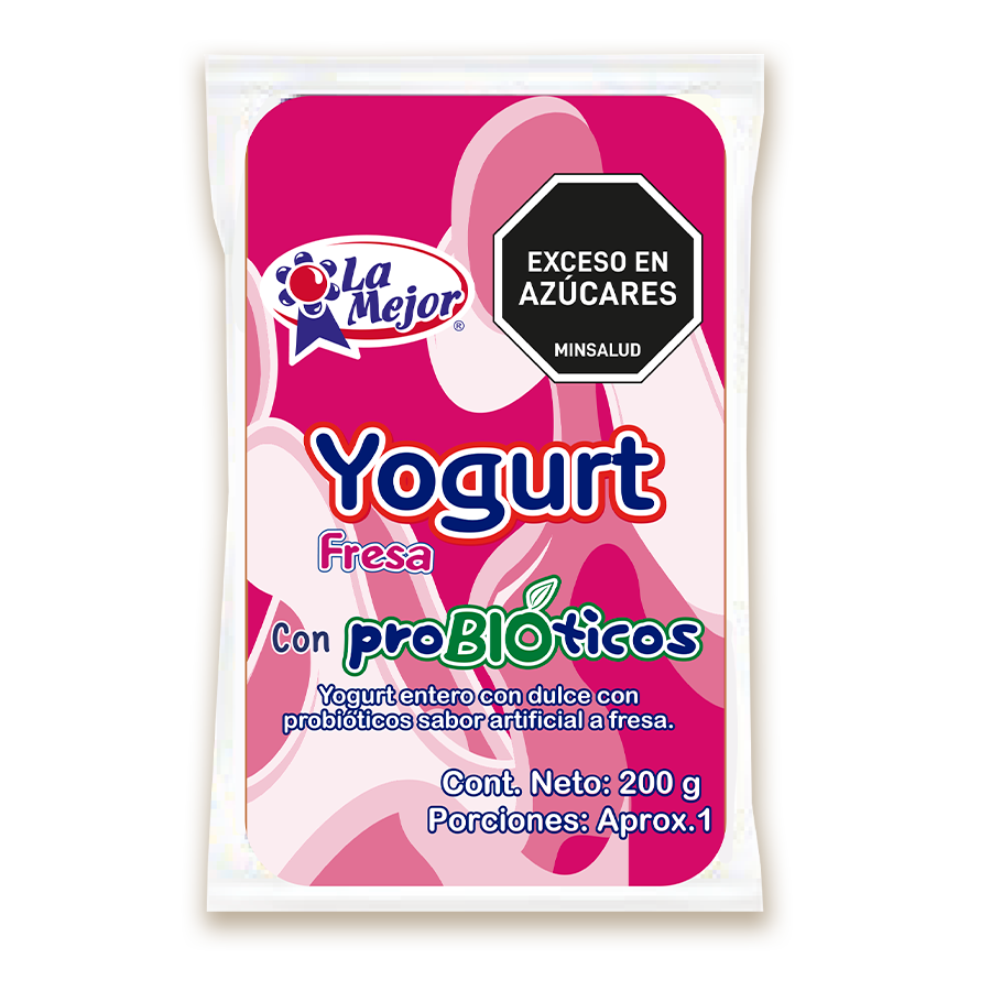 Yogurt Probióticos Fresa en Bolsa