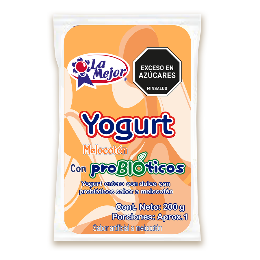 Yogurt Probióticos Melocotón en Bolsa
